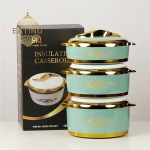 Gold and Green Insulated Casserole Set
